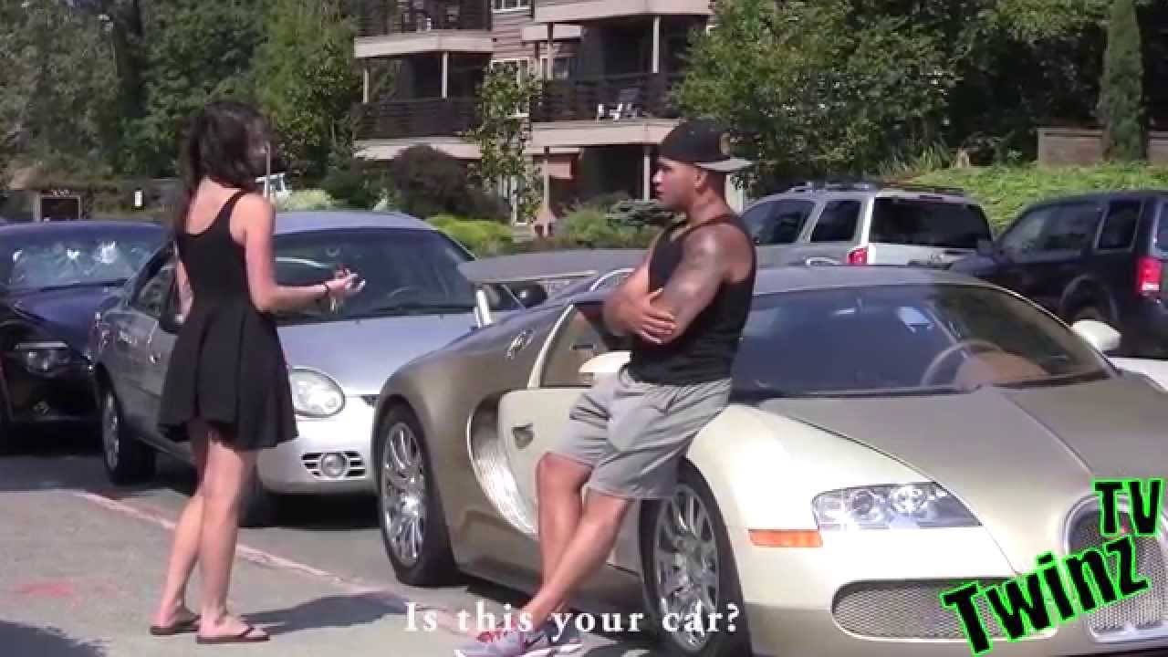 VIDEO – Vai visas meitenes izvēlas puišus pēc auto!? (Bugatti Veyron Gold digger surprise prank)