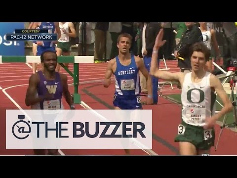 VIDEO: Sportists nedaudz par ātru sāka svinēt uzvaru… (Oregon runner prematurely celebrates win!)