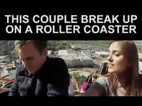 VIDEO: Arī meitenes entuziasms drīz vien noplaka.. (This couple break up on a roller coaster: The most awkward thing Ever! LoL)