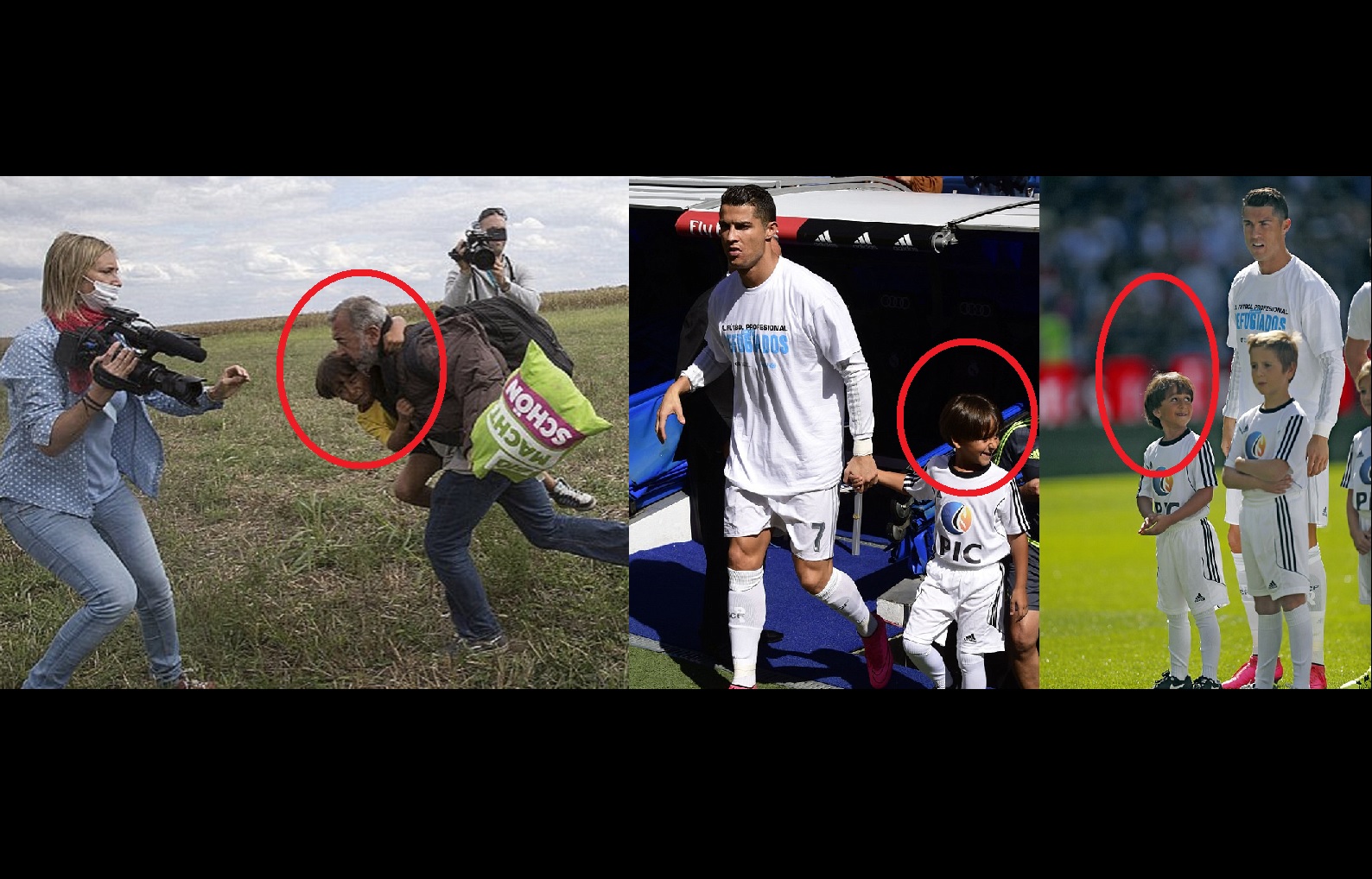 VIDEO: Krištianu Ronaldu ierodas uz spēli ar Ungārijas žurnālistes nogāzto bēgļu puisēnu pie rokas!