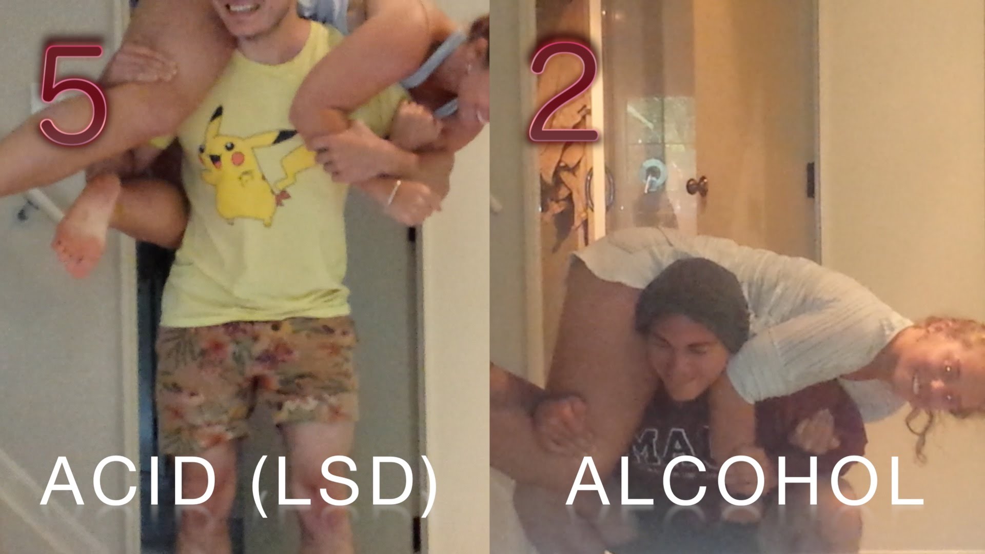 VIDEO: Neiesakām atkārtot! Dažādu uzdevumu veikšana esot alkohola un narkotisko vielu reibumā! (Alcohol VS Acid (LSD) Challenge)