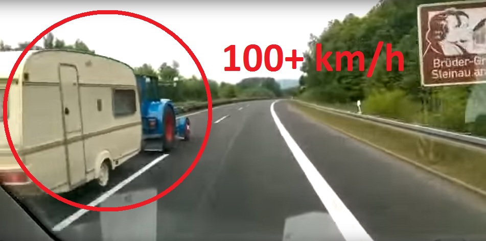 VIDEO: Tas brīdis, kad tevi uz šosejas pie 100+ km/h apdzen… traktors ar treileri!