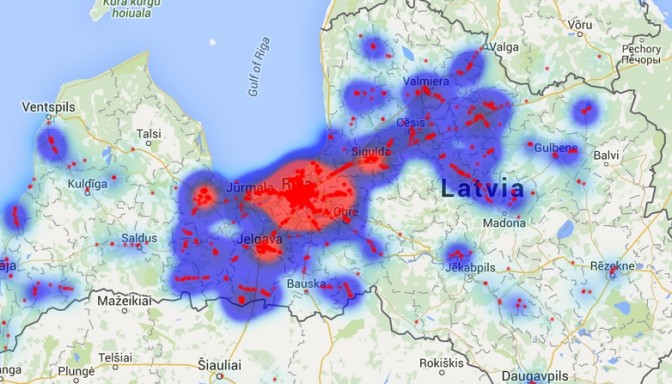 Izveidota karte ar bedrēm pilnākajiem ceļiem Latvijā. Autovadītāj, uzmanies!