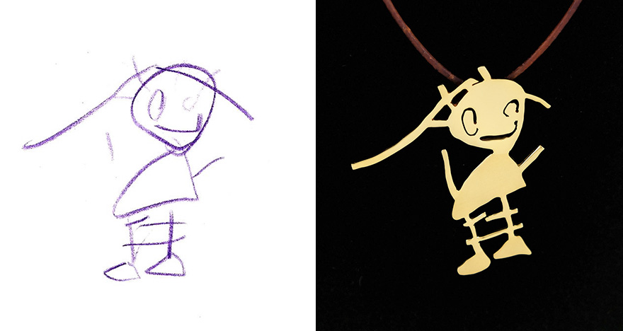 Māksliniece pārvērš bērnu zīmējumus rotaslietās. Nezūdošām atmiņām!