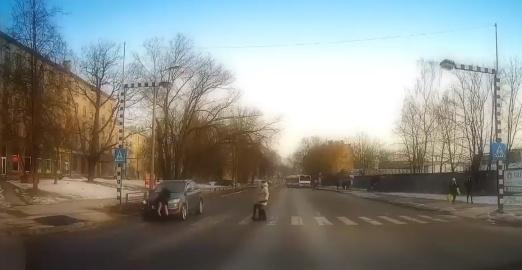 VIDEO: Rīgā “Audi” nemaz nesabremzējoties uz gājēju pārejas notriec sievieti