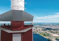 Pēc pārbūves Rīgas TV tornī varēs pastaigāties arī ārpus torņa 220m augstumā (+ FOTO)